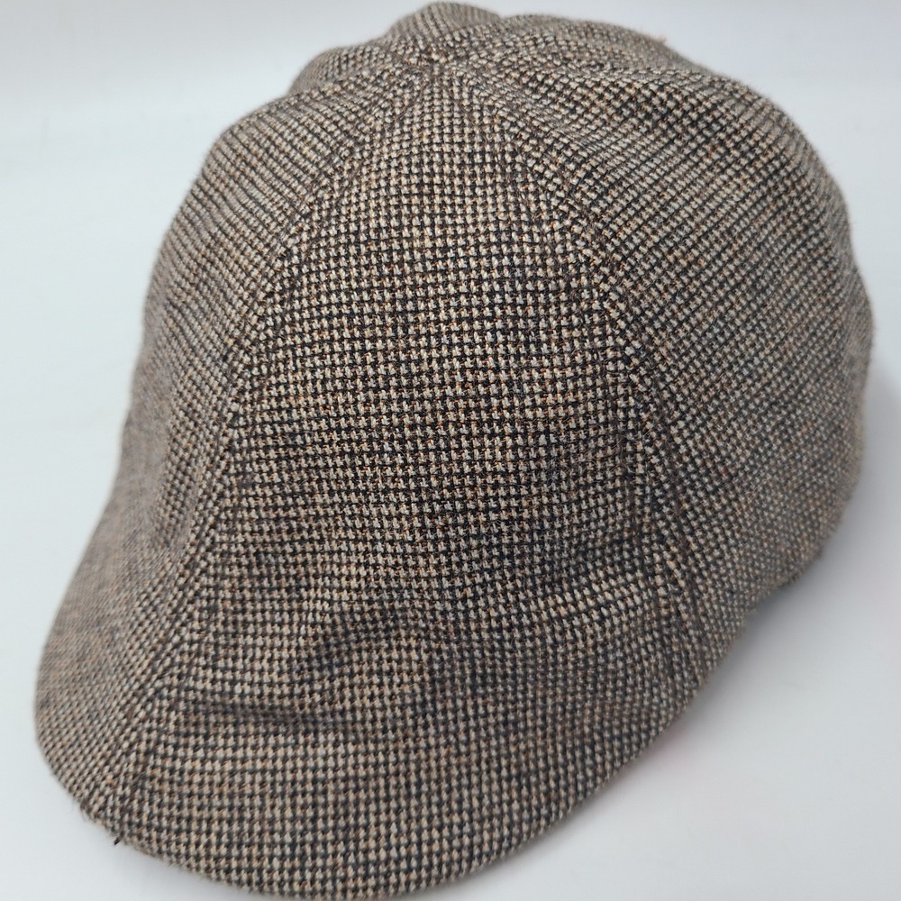 George Hat Fitted L-XL Brown Wool Blend Flat Cap Newsboy Cabbie Golf Casual Men